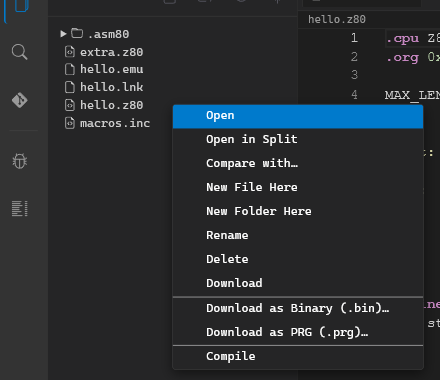 File Tree Context Menu